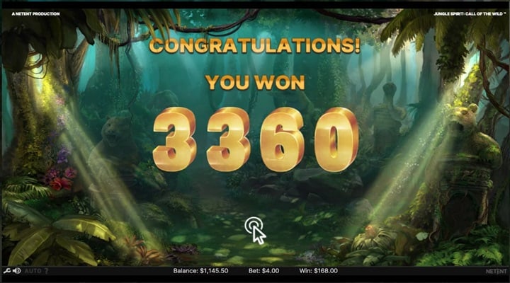 Ganancia masiva en el juego Jungle Spirit: Call of the Wild slot de NetEnt